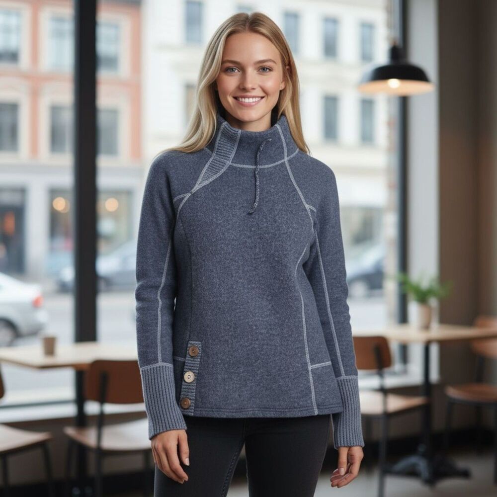 Prana Lucia Grey Wool Blend High Neck Sweater Small Gorpcore Cabincore Outdoor